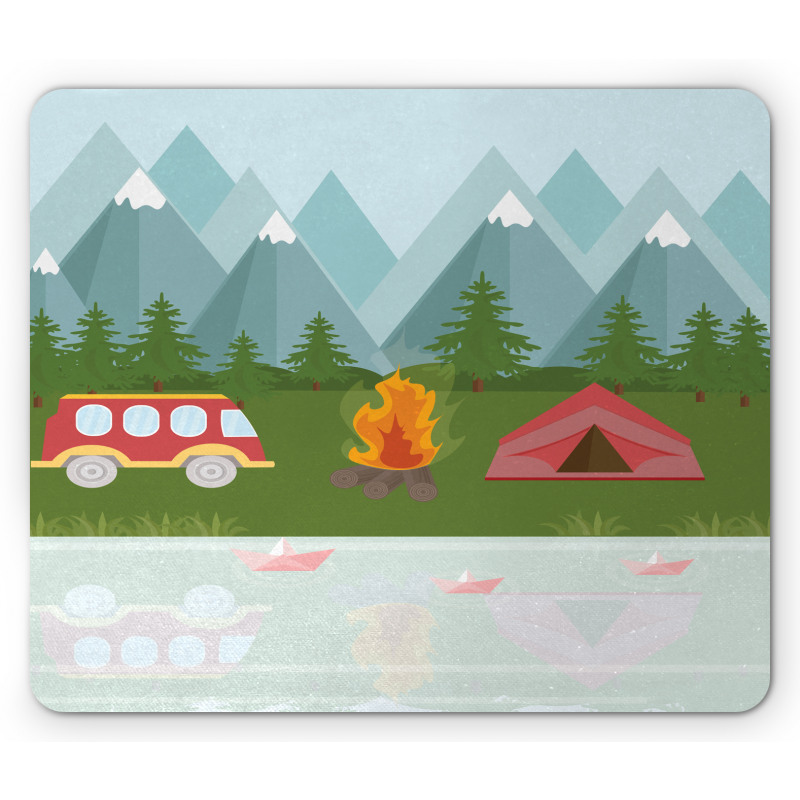 Cartoon Caravan Tent Mouse Pad