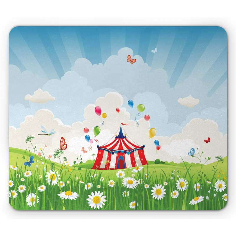 Sunny Sky Grass Tent Mouse Pad