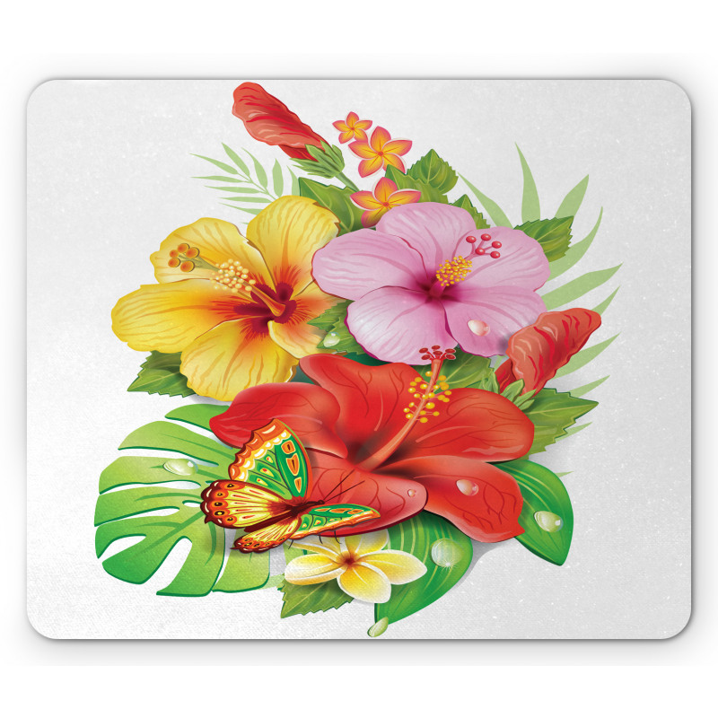 Colorful Hibiscus Blooming Mouse Pad