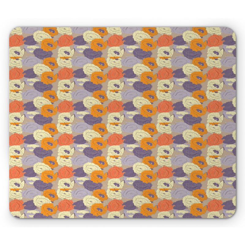 Retro Poppy Blossoms Mouse Pad