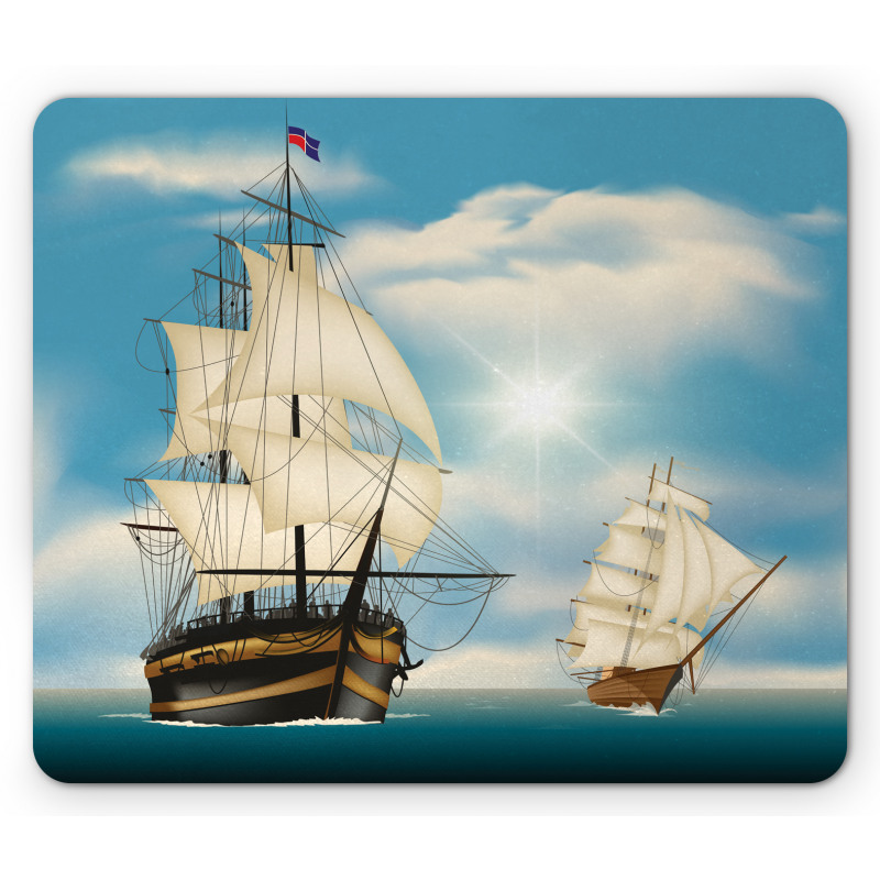 Antique Ships Navy Mouse Pad