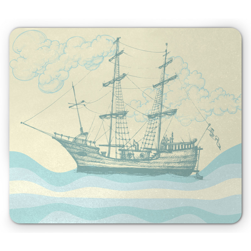 Ship Waves Clouds Mouse Pad