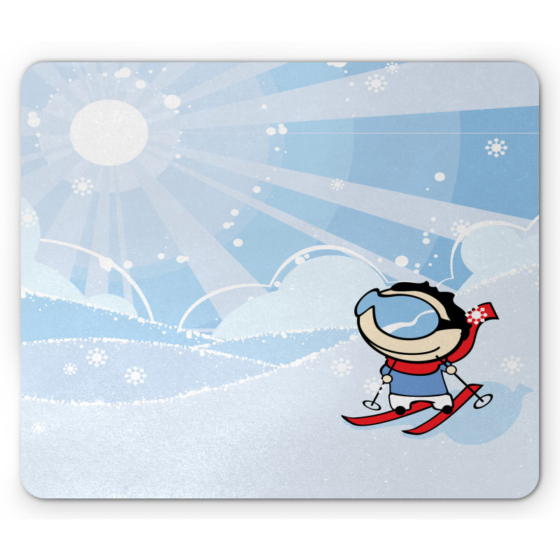 Skiing Boy Sunshine Mouse Pad