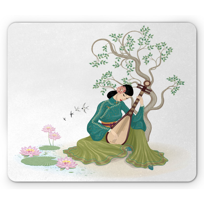 Woman Music Instrument Mouse Pad