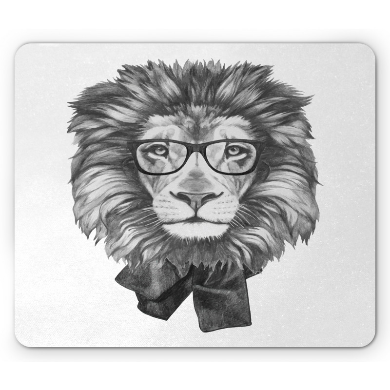 Hipster Animal in Glasses Mouse Pad