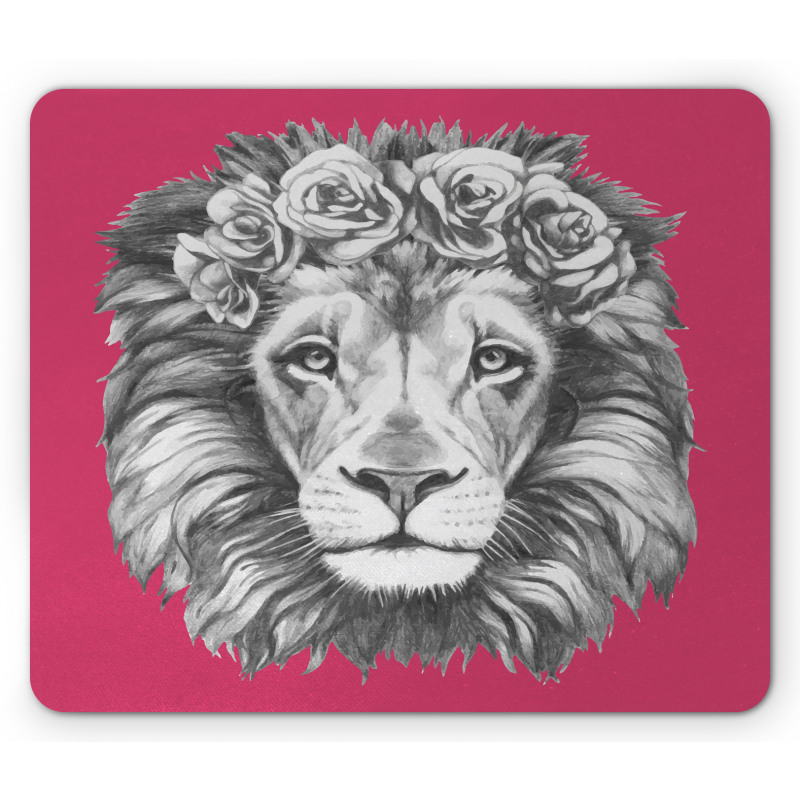 Wild Animal Floral Wreath Mouse Pad