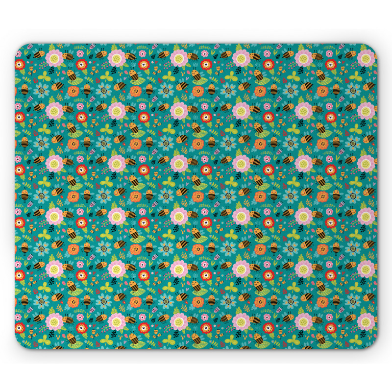Smiling Funny Bees Doodle Mouse Pad