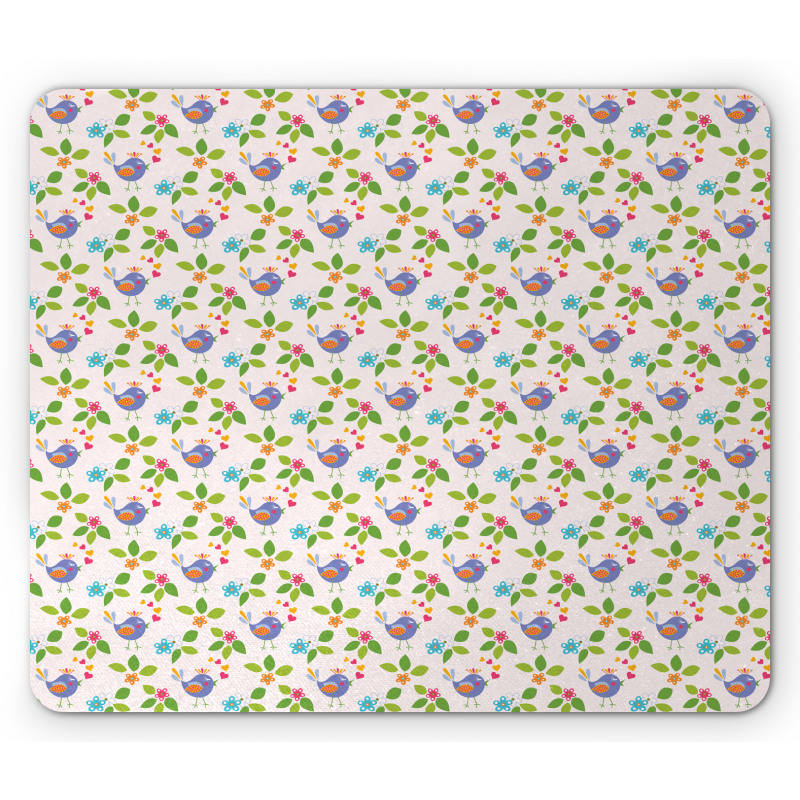 Singing Birds Floral Theme Mouse Pad