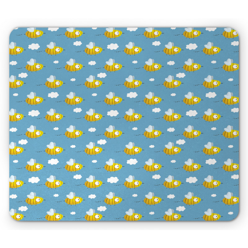 Bees Wings Big Eyes Doodle Mouse Pad