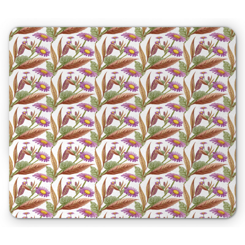 Purple Chamomile Flowers Mouse Pad