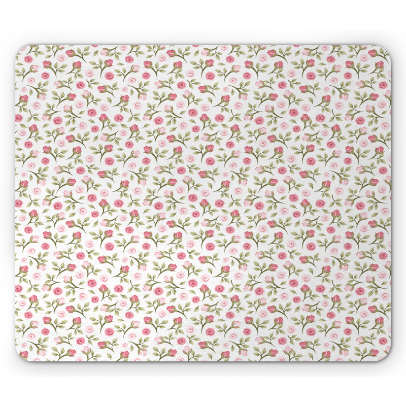 Top View Roses and Buds Mouse Pad