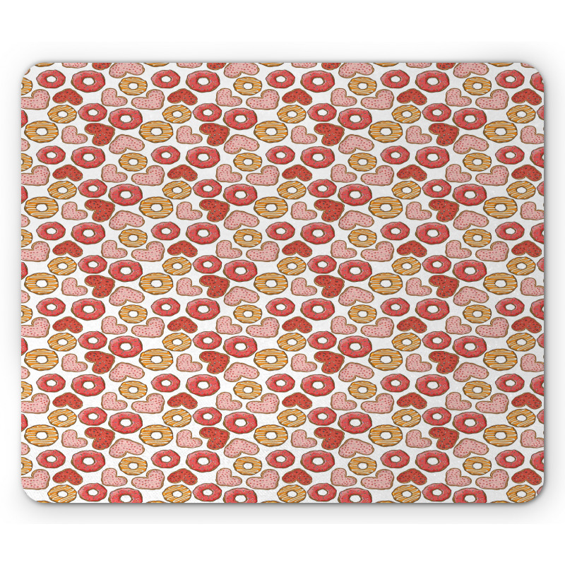 Filled Heart Donuts Mouse Pad