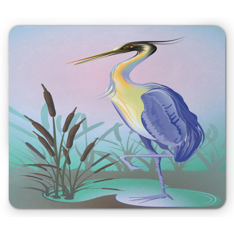 Heron with Reed Water Mouse Pad