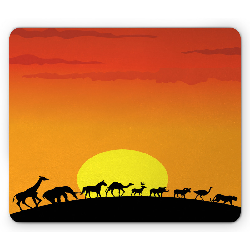 Animals Sun Silhouette Mouse Pad