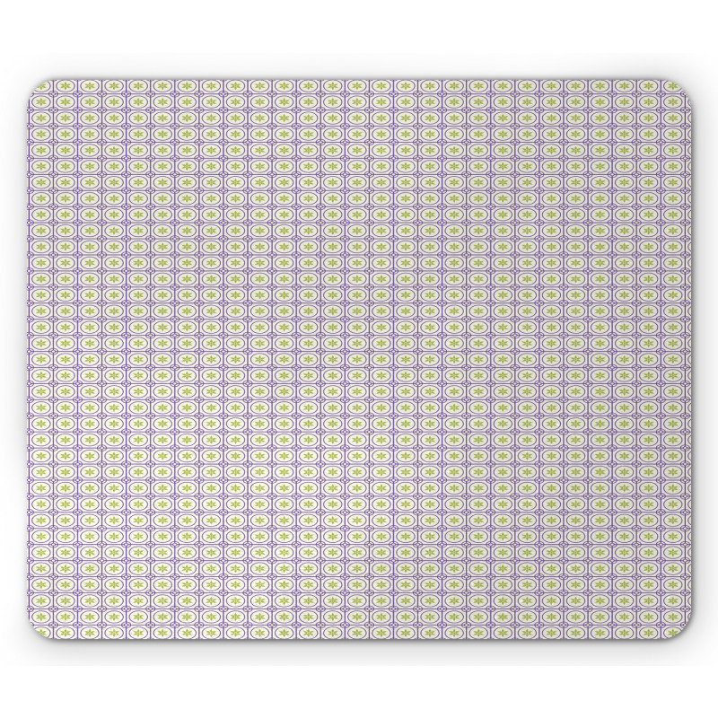 Square Grid Floral Mouse Pad