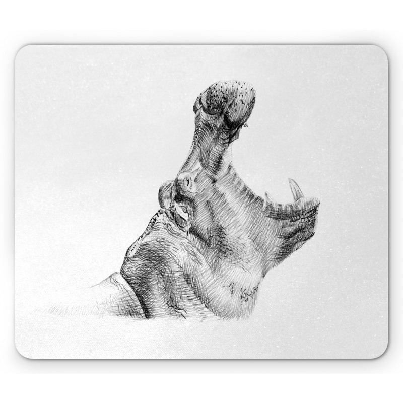 Yawning Hippo Sketch Mouse Pad