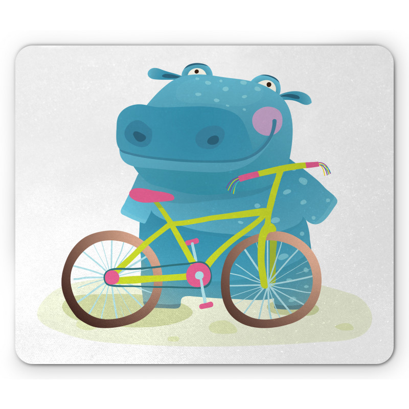 Hippo Child with Bicycle Mouse Pad