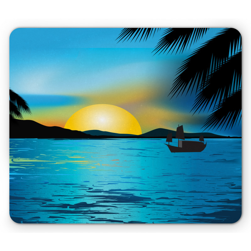 Calm Sunrise Fishing Boat Mouse Pad