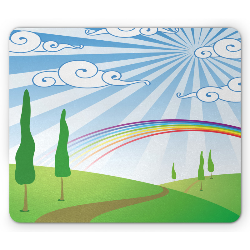 Rainbow on a Meadow Road Mouse Pad