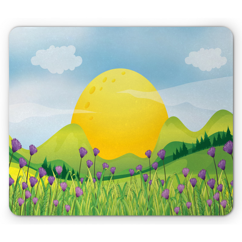 Mountains with Violets Mouse Pad