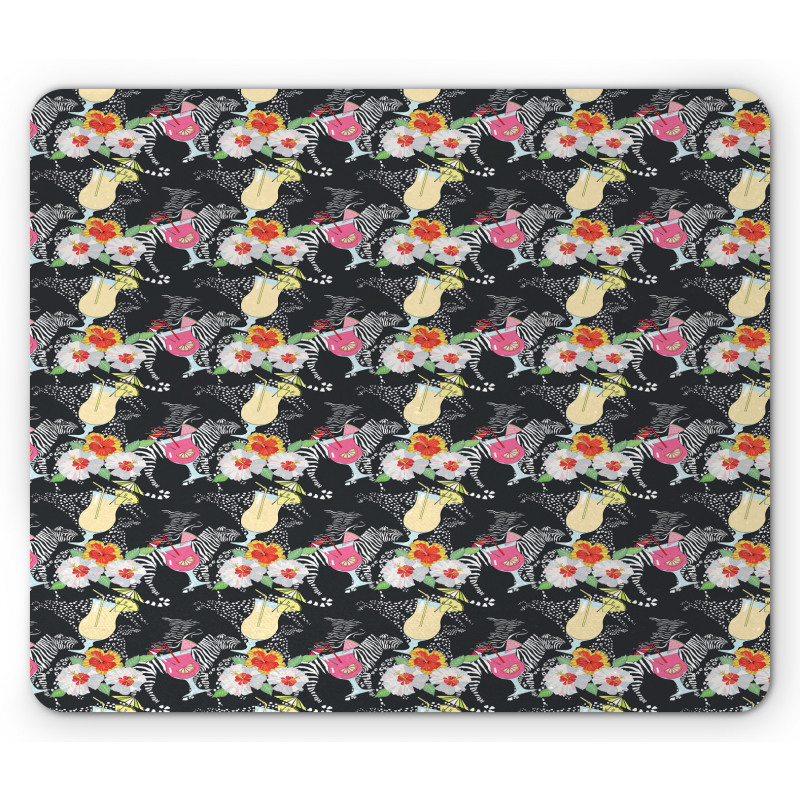 Cocktails Hibiscus Zebra Mouse Pad