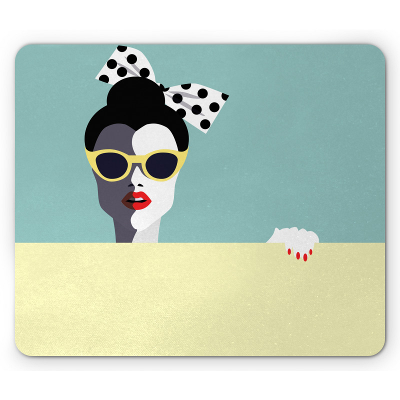 Retro Pop Art Young Woman Mouse Pad