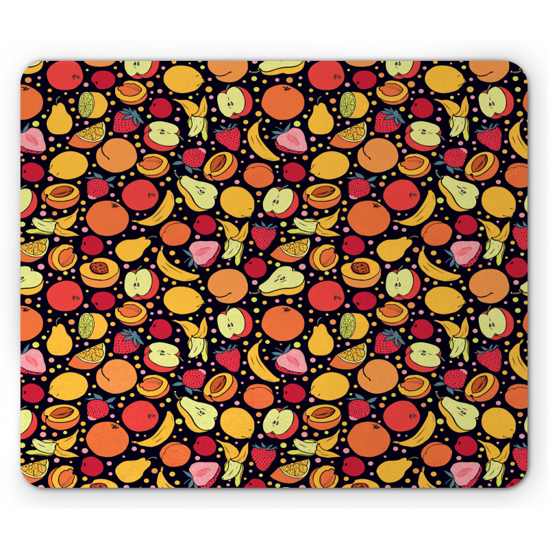 Colorful Fruits and Dots Mouse Pad