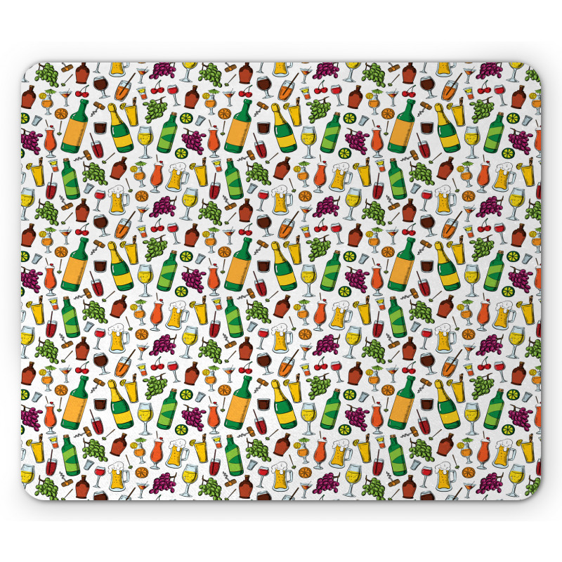 Doodle Party Beverages Mouse Pad