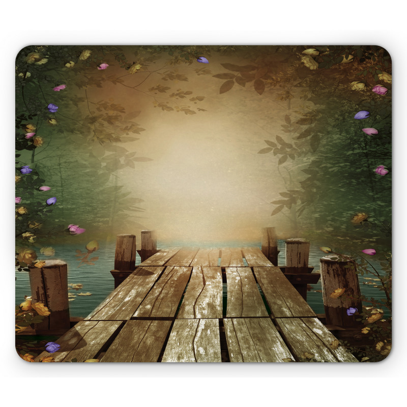 Lake and Blooming Flora Mouse Pad