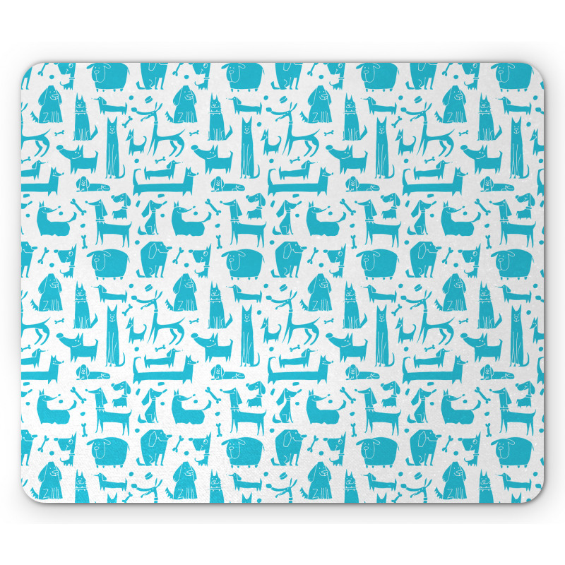 Funny Puppies in Aquatic Tone Mouse Pad