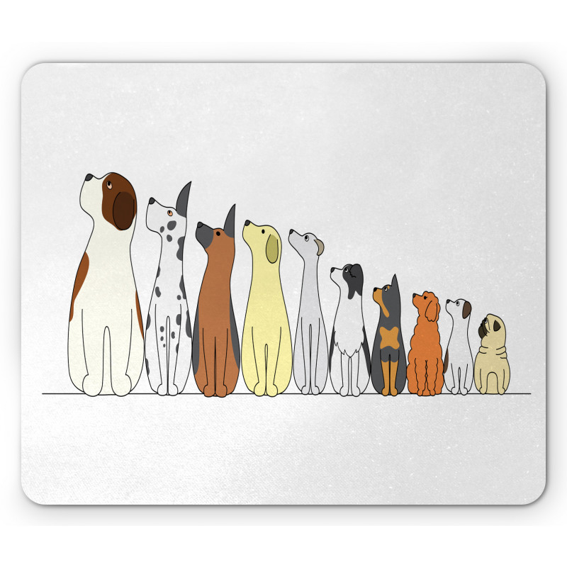 Dogs in a Row Looking Away Mouse Pad