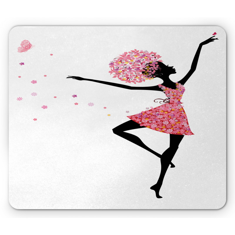 Floral Woman Dancing Mouse Pad