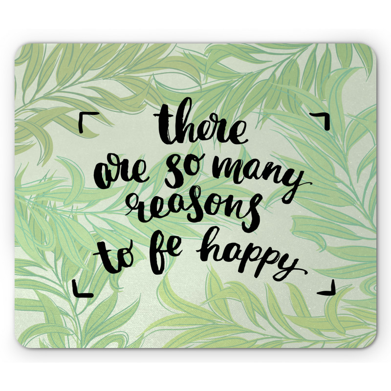 Green Leafy Branches Words Mouse Pad