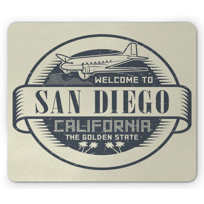 Stamp Airplane Welcome Mouse Pad