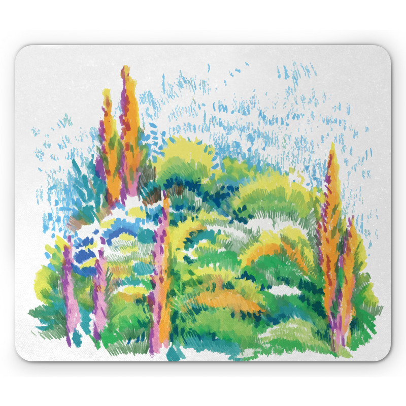 Floral Nature Meadow Trees Mouse Pad