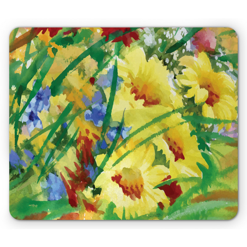 Watercolor Flower Field Mouse Pad