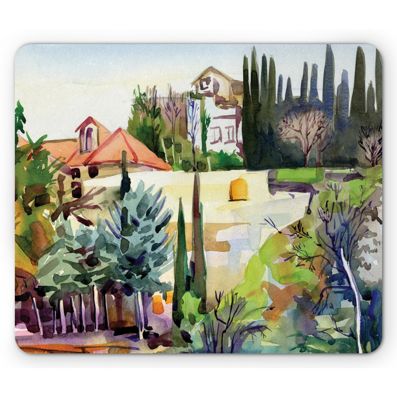 Tuscany Village Scenery Mouse Pad