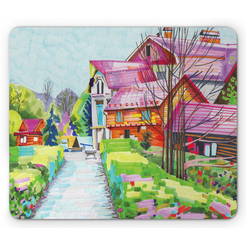 Rural Old Village Houses Mouse Pad