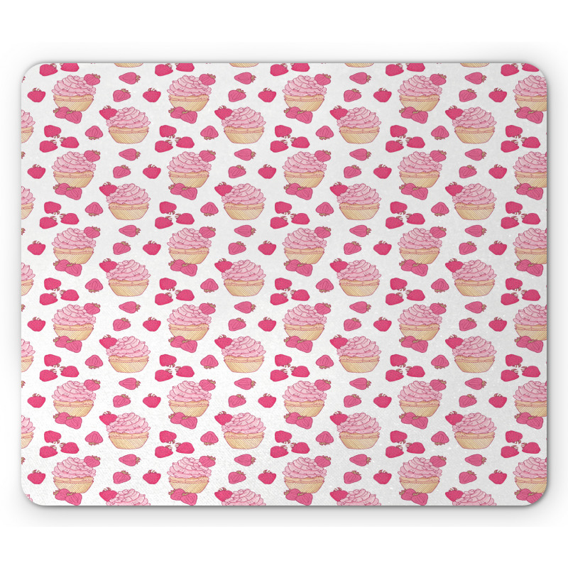 Doodle Style Strawberry Mouse Pad