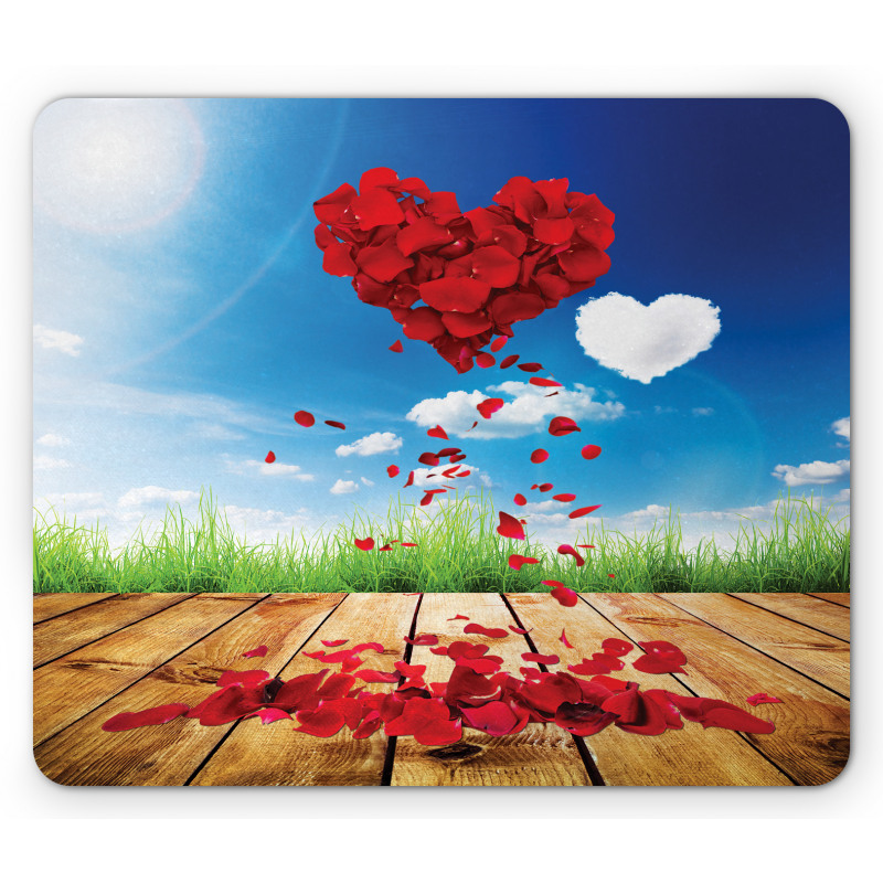 Rose Leaves Heart Mouse Pad