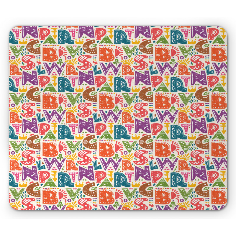 Capital Letters Doodles Mouse Pad