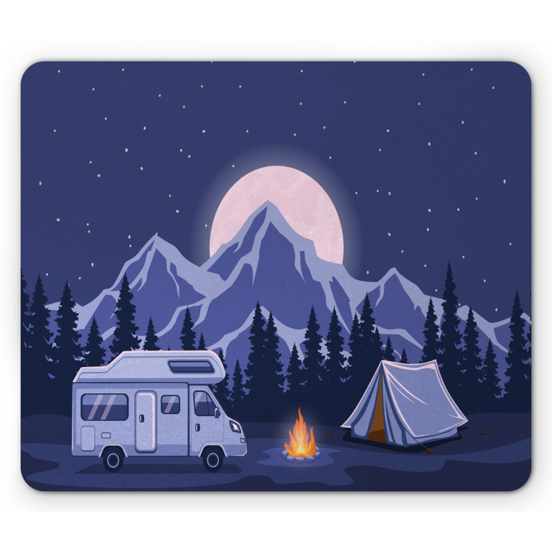 Family Adventure Camping Forest Mouse Pad