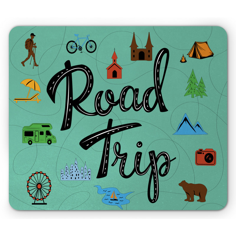 Road Trip Calligraphy with Map Mouse Pad