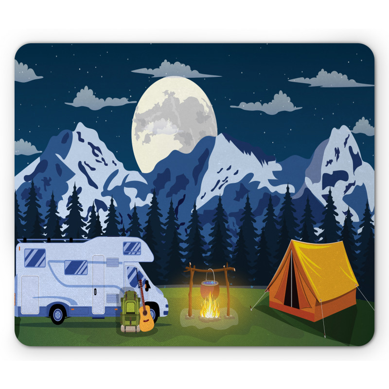 Camping in the Woods at Night Mouse Pad