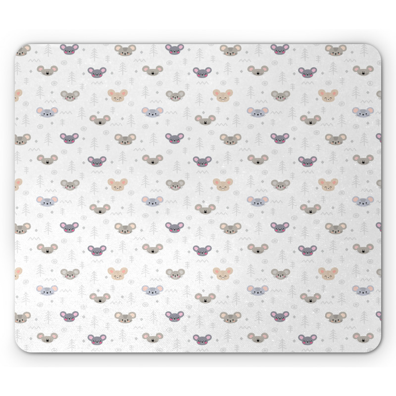 Cartoon Mice Heads Mouse Pad