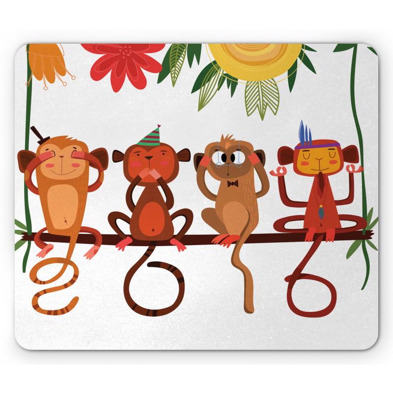 Animals Sitting Branch Mouse Pad