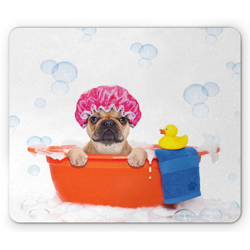 Dog Having a Bath Tub Mouse Pad