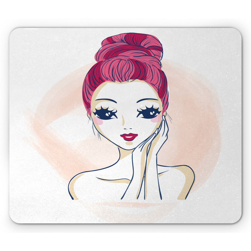 Pink Updo Bun Hairstyle Mouse Pad