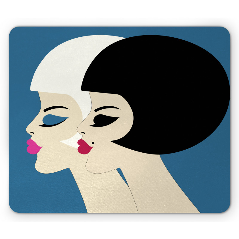 Bob Haircut Twin Ladies Mouse Pad