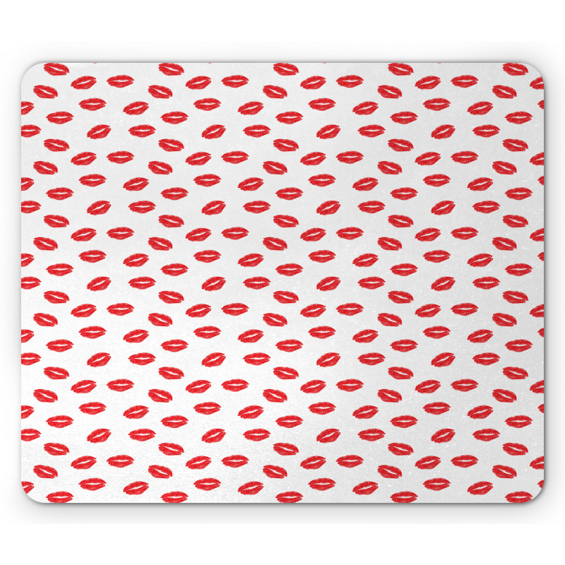 Red Kisses Imprint Mouse Pad